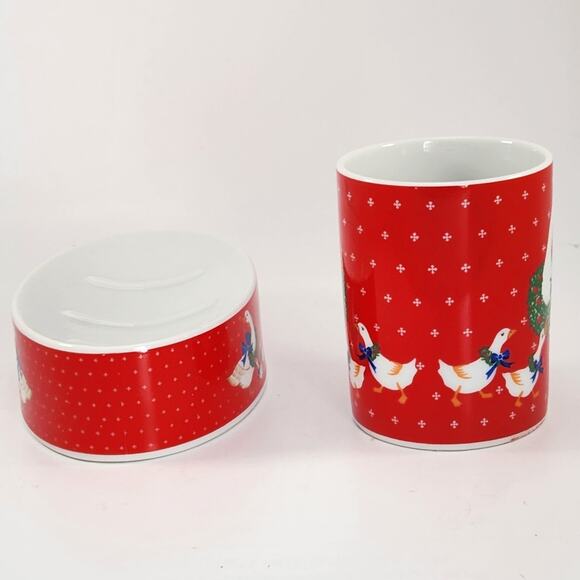 Vintage Christmas Goose Bath Set – Made in Japan – Soap Dish & Tumbler in Box - Picture 8 of 11